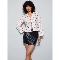 Ginger by Lifestyle Floral Print Flared Sleeve Crop Top-picture-24