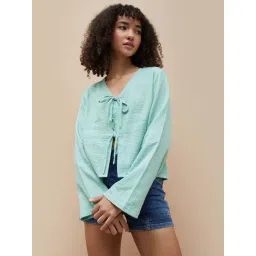 Ginger By Lifestyle Light Blue Cotton Regular Fit Top-picture-38