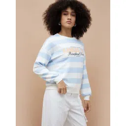 Ginger By Lifestyle Light Blue Regular Fit Striped Sweatshirt-picture-17
