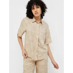 Ginger by Lifestyle Light Brown Cotton Printed Shirt-picture-28