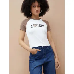 Ginger By Lifestyle Light Brown Cotton Regular Fit Printed T-Shirt-picture-42