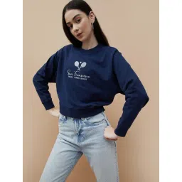 Ginger by Lifestyle Navy Cotton Printed Sweatshirt-picture-19