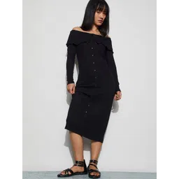 Ginger by Lifestyle Off-Shoulder Ruffled Sheath Midi Dress-picture-15