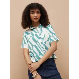 Ginger By Lifestyle Off White Regular Fit Printed Shirt-picture-14