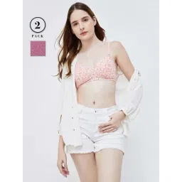 Ginger by Lifestyle Peach & Pink Cotton Printed Bras - Pack Of 2-picture-30