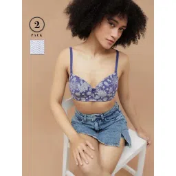 Ginger By Lifestyle Purple Floral Print Bra-picture-27