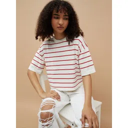 Ginger by Lifestyle Striped Round Neck Extended Sleeves Top-picture-33