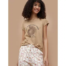 Ginger by Lifestyle Typography Printed Round Neck Cotton T-Shirt-picture-13