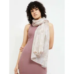 Ginger by Lifestyle White & Brown Cotton Printed Stole-picture-21