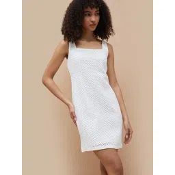 Ginger By Lifestyle White Cotton Regular Fit Textured Dress-picture-47