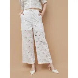 Ginger By Lifestyle White Cotton Regular Fit Trousers-picture-19