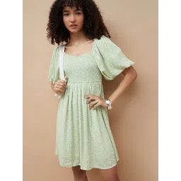 Ginger by Lifestyle Women Floral Print Sweetheart Neck Bishop Sleeves Fit & Flare Dress-picture-34