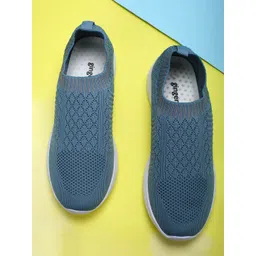 Ginger by Lifestyle Women Navy Blue Woven Design PU Slip-On Sneakers-picture-38