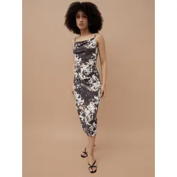 Ginger by Lifestyle Women Printed Shoulder Straps Slits Detail Sheath Midi Dress-picture-20