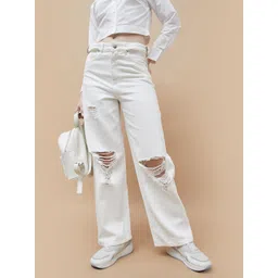 Ginger by Lifestyle Women Slash Knee Cotton Jeans-picture-25