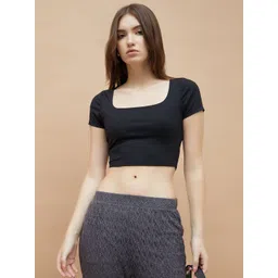 Ginger by Lifestyle Women Solid Square Neck T-shirt-picture-19