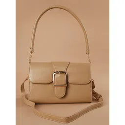 Ginger by Lifestyle Women Solid Structured Buckle Detail Satchel Bag-image-49