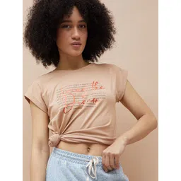 Ginger by Lifestyle Women Typography Printed Round Neck Pure Cotton T-shirt-picture-30