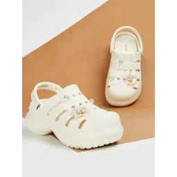 Ginger by Lifestyle Women's Off White Back Strap Clogs-image-26