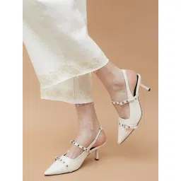 Ginger by Lifestyle Women's Off White Sling Back Sandals-image-8