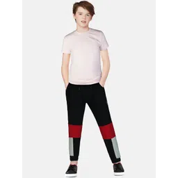 Gini and Jony Boys Black & Marron Colourblocked Cotton Joggers-picture-15