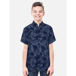 Gini and Jony Boys Floral Printed Spread Collar Cotton Casual Shirt-picture-58