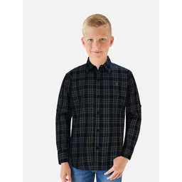 Gini and Jony Boys Green Regular Fit Tartan Checked Casual Shirt-picture-15