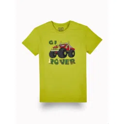 Gini & Jony Boys Lime Metallic Print Cotton Half Sleeves T-Shirt-picture-26
