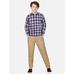 Gini and Jony Boys Maroon Tartan Checks Casual Shirt-picture-27
