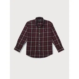 Gini and Jony Boys Maroon Tartan Checks Checked Casual Shirt-picture-50