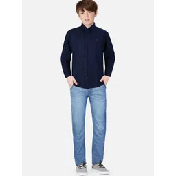 Gini and Jony Boys Navy Blue Cotton Casual Shirt-picture-30