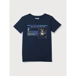 Gini and Jony Boys Navy Blue Printed T-shirt-picture-17
