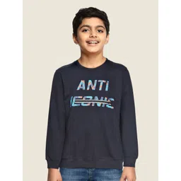 Gini and Jony Boys Navy Blue Pure Cotton Printed Sweatshirt-picture-35