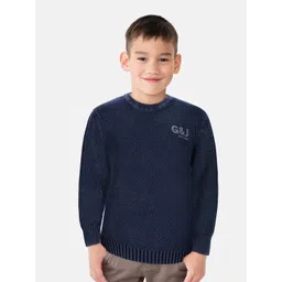 Gini and Jony Boys Navy Blue Woolen Pullover-picture-39