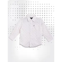 Gini and Jony Boys Off White & Navy Pure Cotton Ditsy Print Casual Shirt-picture-19