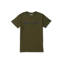 Gini and Jony Boys Olive Green Round Neck Cotton T-shirt-picture-39