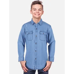 Gini and Jony Boys Regular Fit Spread Collar Long Sleeve Denim Casual Shirt-picture-45