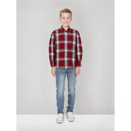 Gini and Jony Boys Spread Collar Checked Cotton Shirt-picture-20