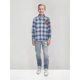 Gini and Jony Boys Spread Collar Checked Cotton Shirt-picture-23