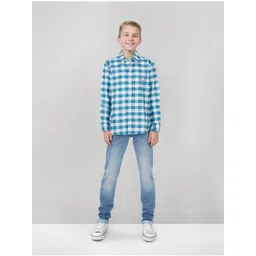 Gini and Jony Boys Spread Collar Checked Cotton Shirt-picture-40