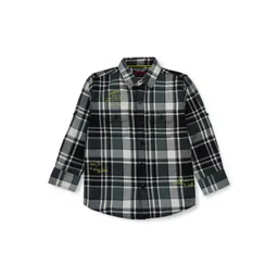 Gini and Jony Boys Spread Collar Long Sleeves Tartan Checks Opaque Casual Shirt-picture-33