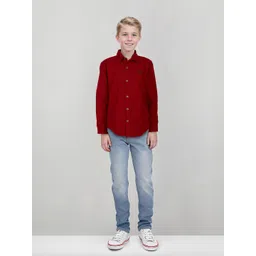 Gini and Jony Boys Spread Collar Self Design Cotton Shirt-picture-16