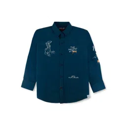 Gini and Jony Boys Typography Printed Roll-Up Sleeves Cotton Casual Shirt-image-20