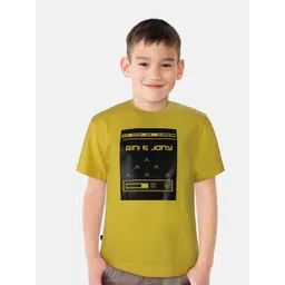 Gini and Jony Boys Yellow Printed T-shirt-picture-48