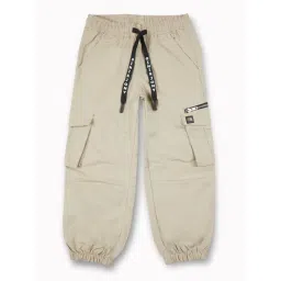 gini & jony Gini and Jony Boys Beige Typographic Print Cotton Trouser-picture-11