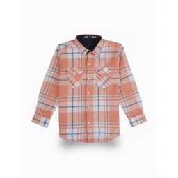 gini & jony Gini and Jony Boys Peach Checks Cotton Shirt-picture-10