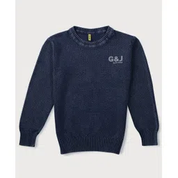 gini & jony Gini and Jony Cotton Full Sleeves Pullover Logo Print - Blue-picture-11