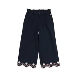 Gini and Jony Girls Floral Embroidered Comfort Flared Pleated Cotton Culottes Trousers-picture-35