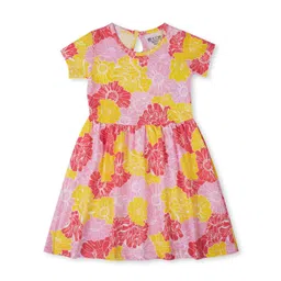 Gini and Jony Girls Floral Printed Round Neck Cotton Fit & Flare Dress-picture-25