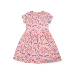 Gini and Jony Girls Floral Printed Round Neck Cotton Fit & Flare Dress-picture-27